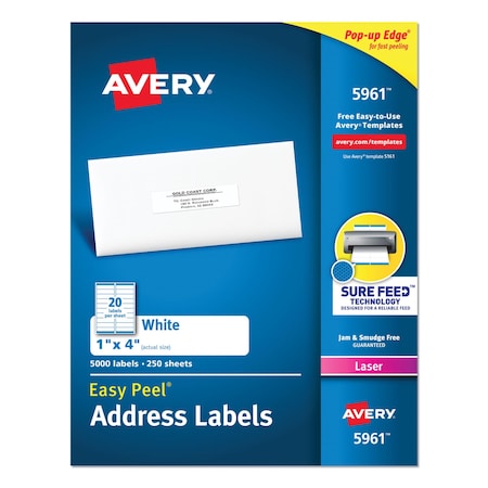Avery Dennison Address Labels, 1x4, 20/Sh, PK5000 5961